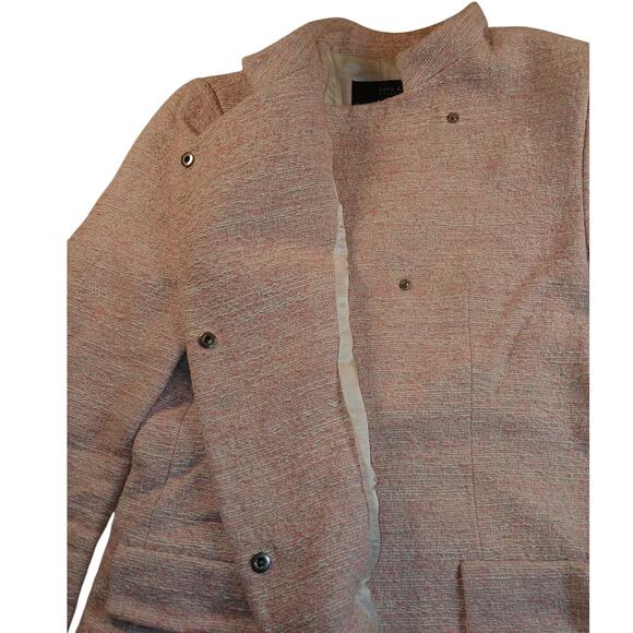 Zara Fashions Womens Pink & White Tweed Overcoat Jacket - Size Large WOW! - Picture 5 of 7
